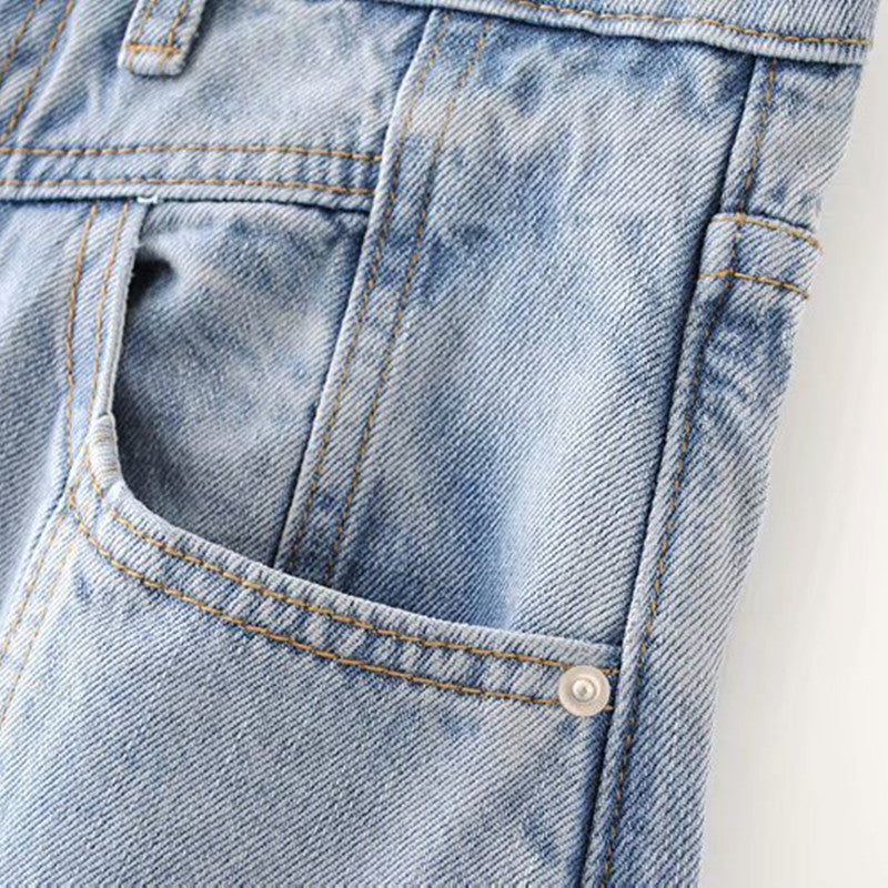 Patchwork denim harem pants