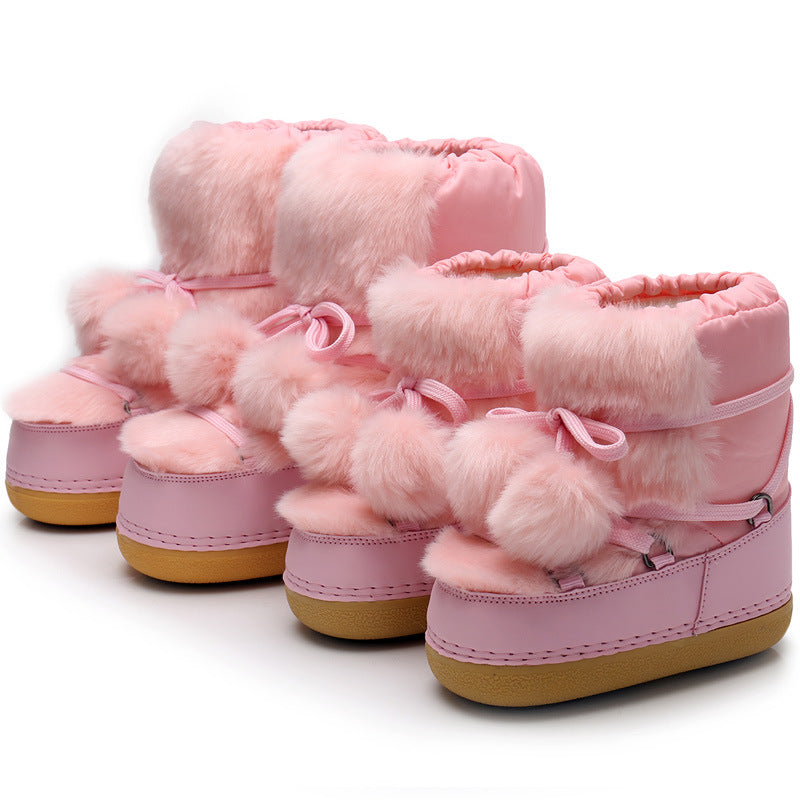 Full Wool Ball Snow Boots Women's Wool Anti-skid