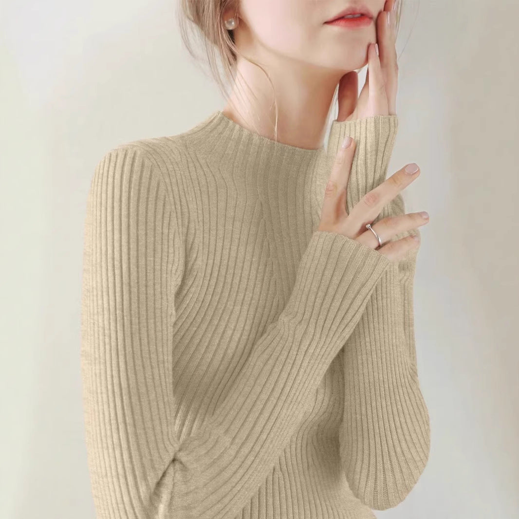 Thickened Knitting Sweater For Women Mid-collar Bottoming Shirt