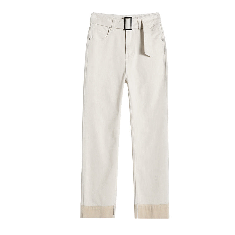 Women's Contrast Color Straight Jeans