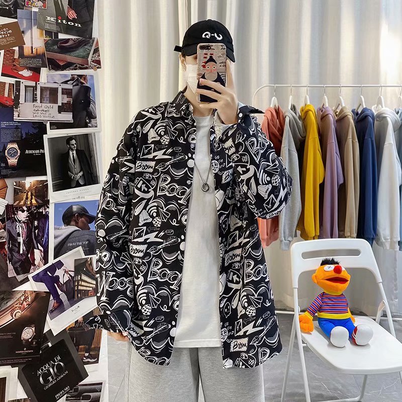 Hong Kong Style Vintage Floral Shirt Men