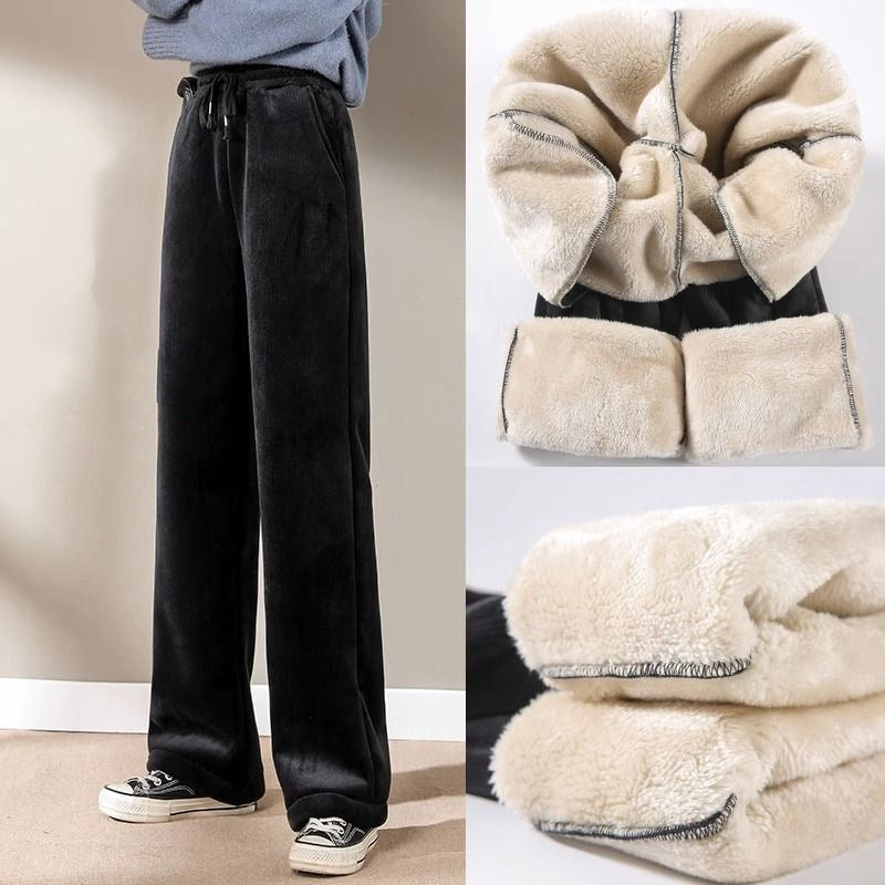 Maternity Pants Vintertøj Lige Smalle Cashmere Brede Ben Bukser Høj Talje Fløjlsfortykkende Varme Fløjlsbukser