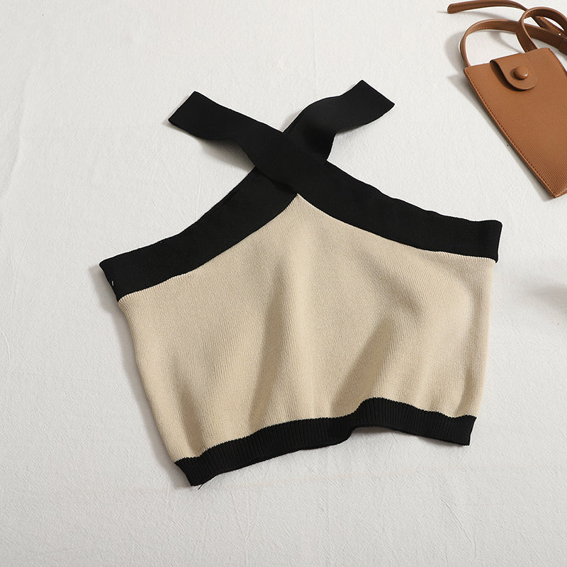 Cross V-neck Halter Waistcoat Female