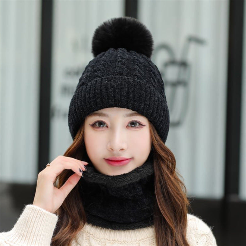 Women's Fashion Warm Fleece Thickened Scarf Hooded Hat