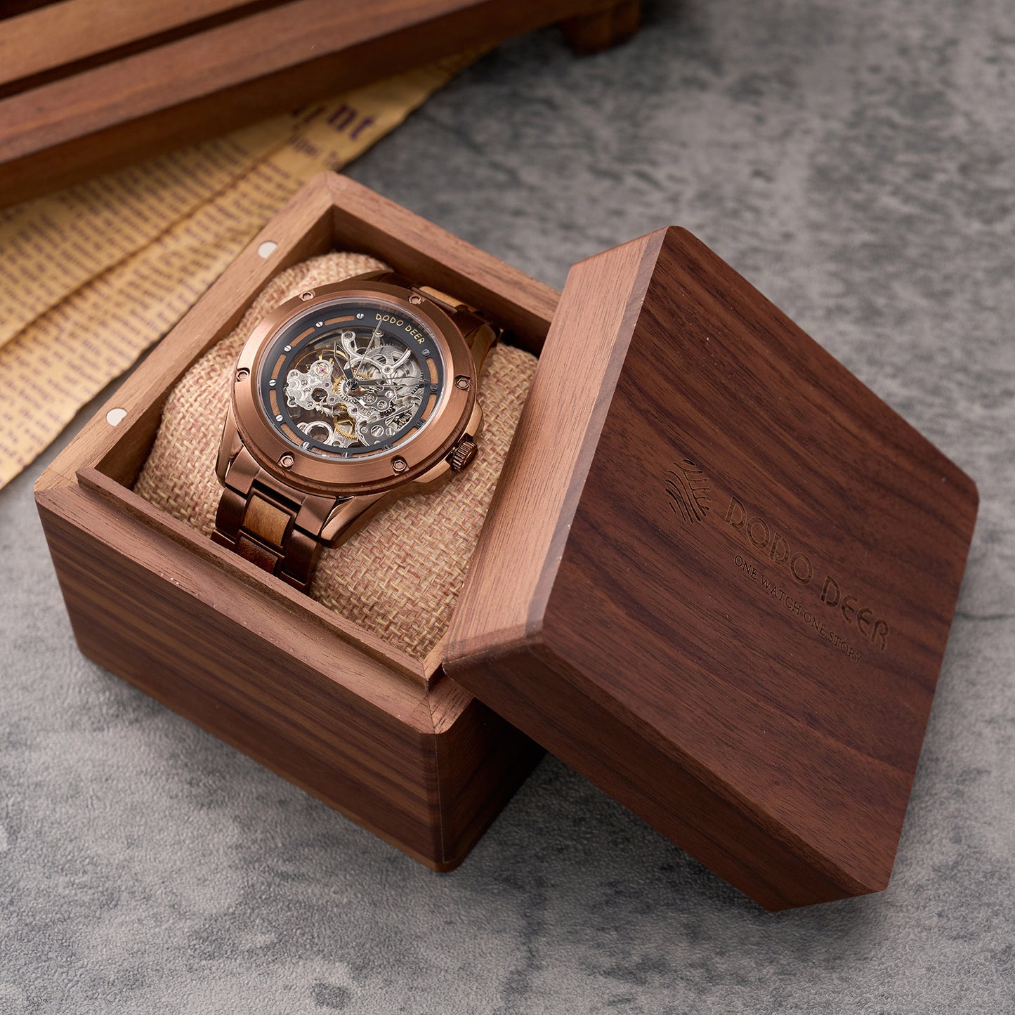 Openwork Mechanical Wooden Watch For Men