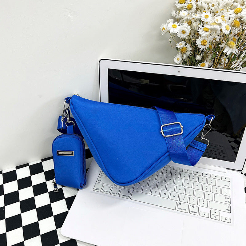 Women's Oxford Fabric Texture Triangle Bag