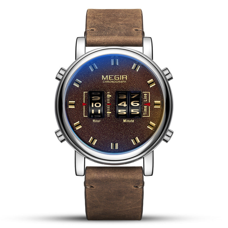 Fashion characteristic sports business leather quartz watch