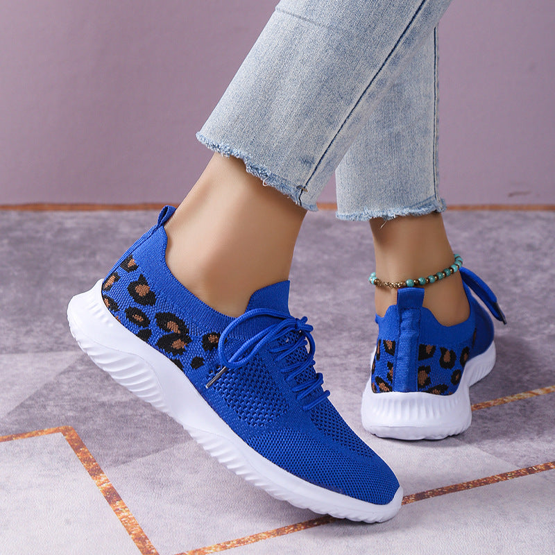 Women's Flat Casual Sports Single-layer Plus Size Lace Up Fashion Mesh Shoes