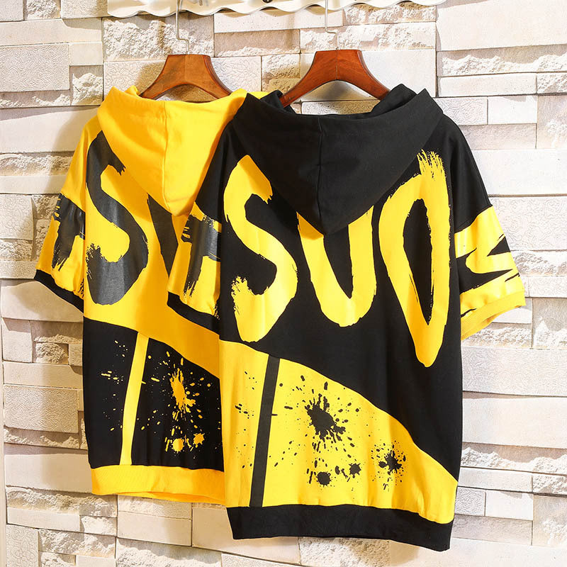 Letter Short Sleeve Hoodie