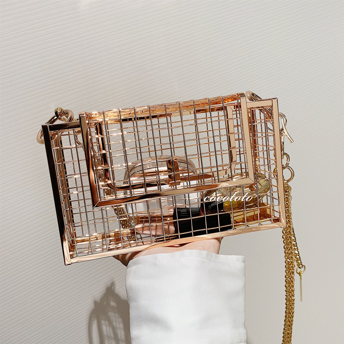 Iron frame bag metal chain crossbody bag