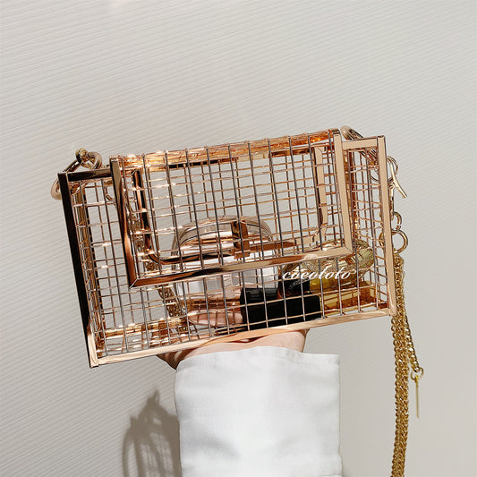 Iron frame bag metal chain crossbody bag