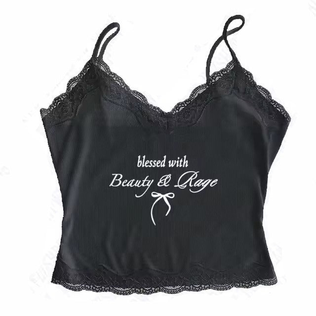 Bow Print Halter Thin Strap Top
