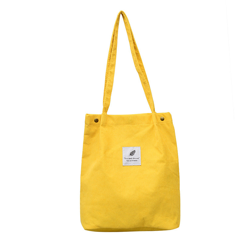 Summer literary small  corduroy canvas bag simple tide female hand shoulder bag
