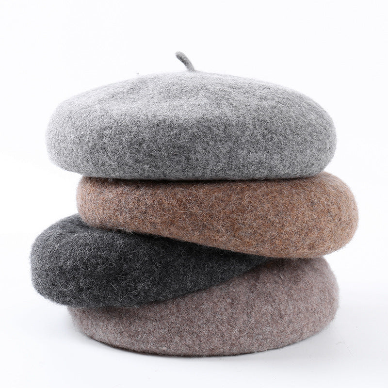Women's Fashion Casual Solid Color Breathable Wool Tweed Hat