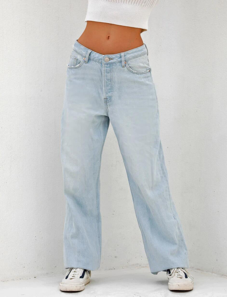 High Waist Loose Wide Leg Women's Jeans Amazon Mopping Jeans New One Drop Shipping