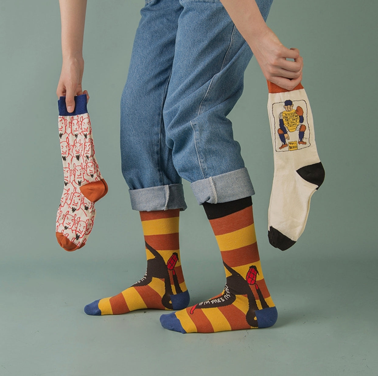 Pattern Couples Sports Cotton Mid Tube Socks Abstract
