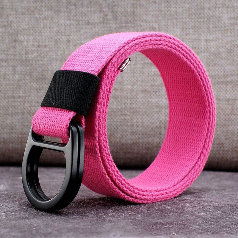 Men's Outdoor Leisure Canvas Belt Double Ring Buckle