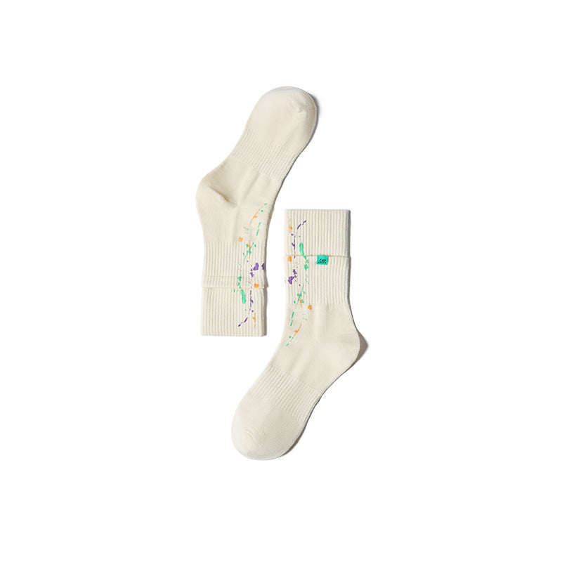 New Fake Two-layer Luminous Ink Splashing Sports Socks