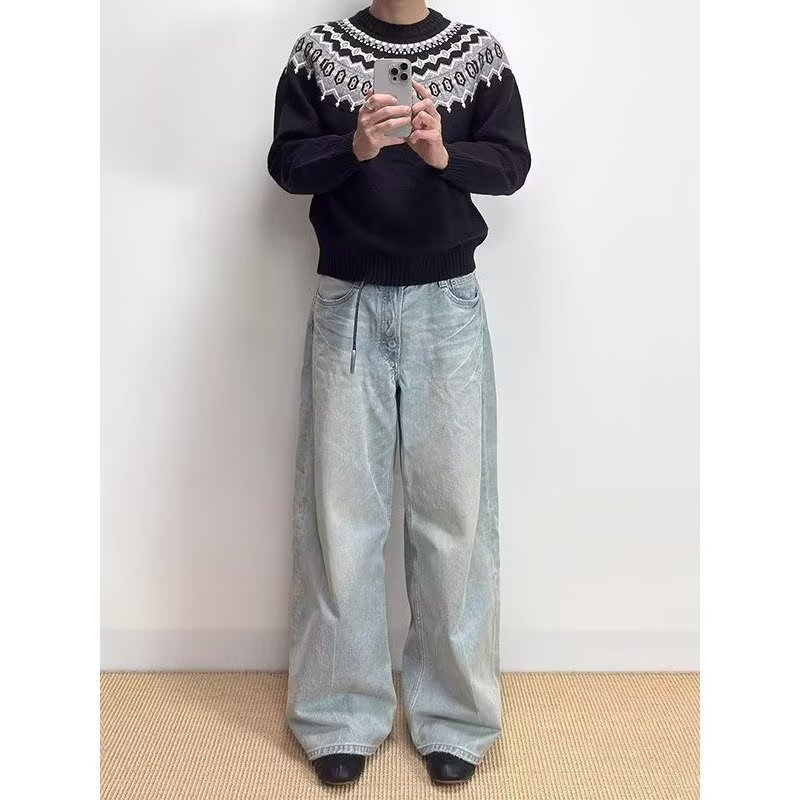 Casual Laid-back V-neck Knit Sweater For Men In Solid Colors