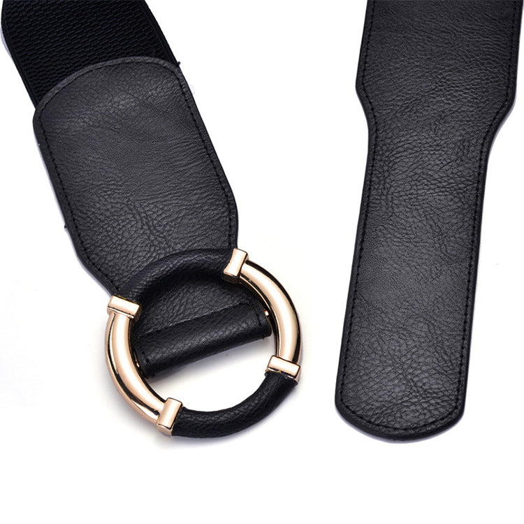 Ring Buckle Elastic Elastic Waist Waist Protection Dress Wide Belt