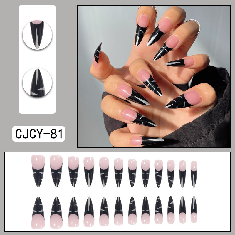 Wear Nail Long Pointed Nail Blooming Gradient Electroplating Nail Patch