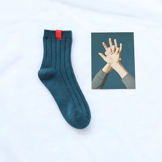 Thick cotton thread double needle pile pile socks