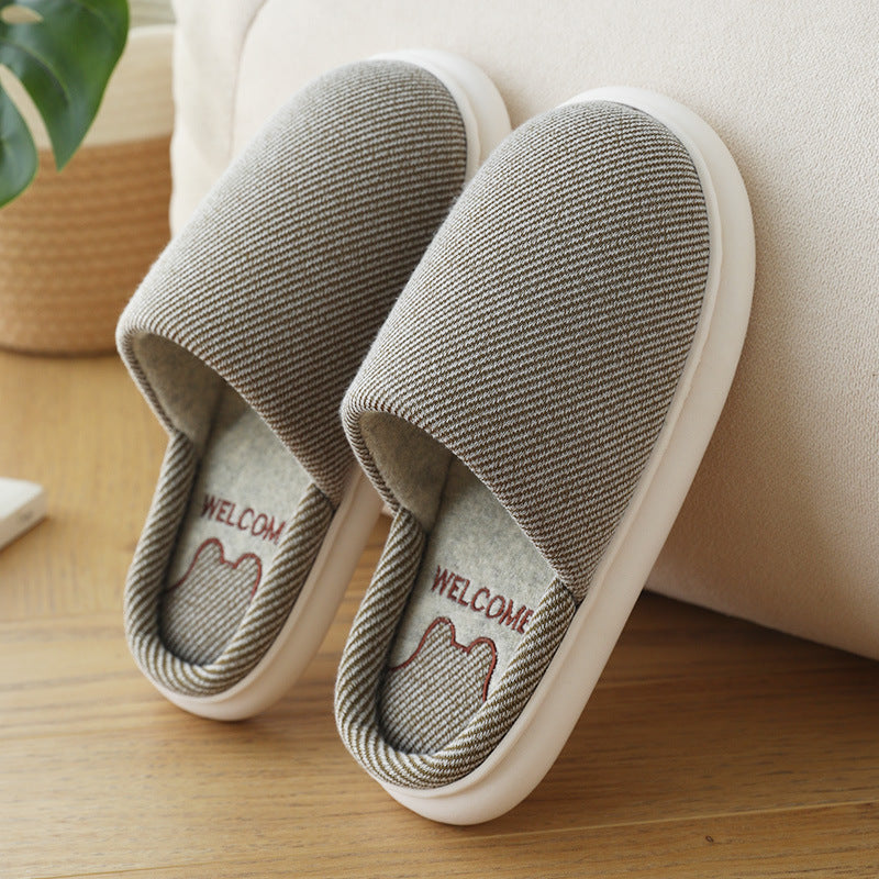 Autumn New Linen Women's Four Seasons Home Indoor Platform Slippers