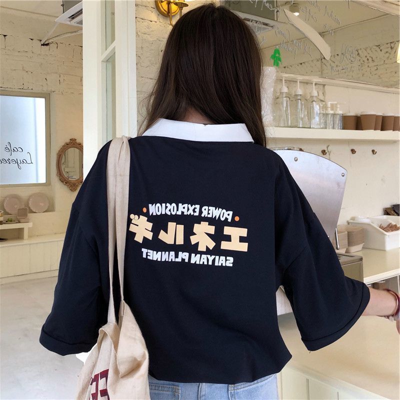 Soft Girl Polo Shirt Japanese Girl Short-sleeved T-shirt