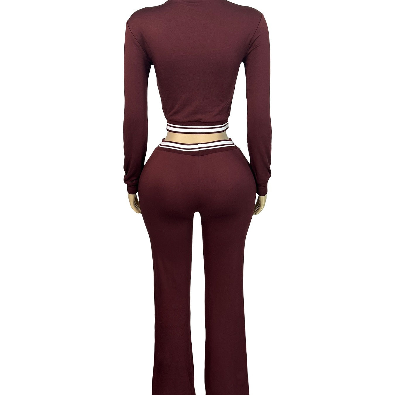 Women's Collar-Style Half-Zip Top And Wide-Leg Pants Casual Sports Two-Piece Set