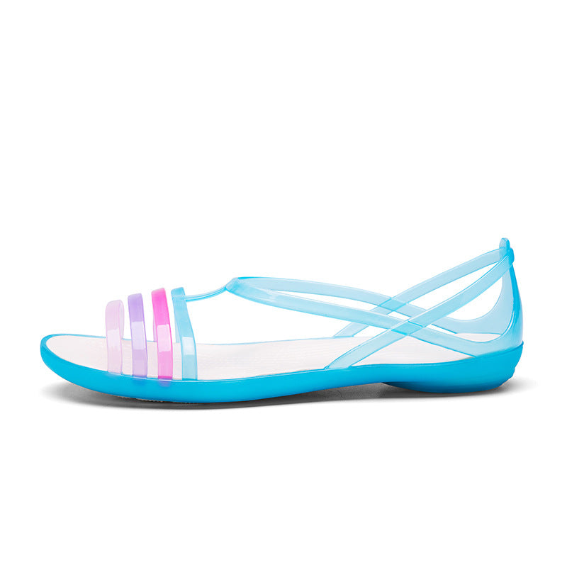 Forår Og Sommer Nye Jelly Sko HY Dame TPU Flade Skridsikre Jelly Slippers Mode Hul Sandaler