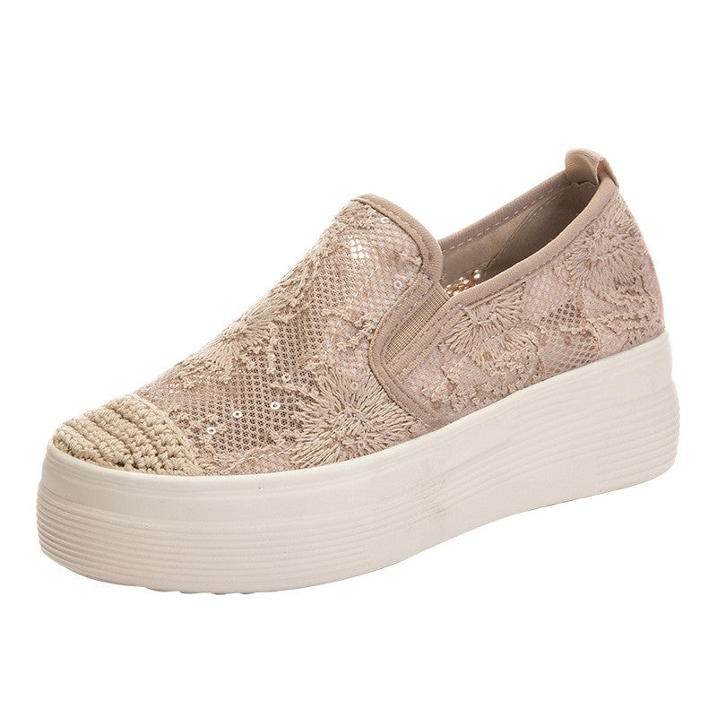 Women's Mesh Breathable Inner Elevated Flat Shoes