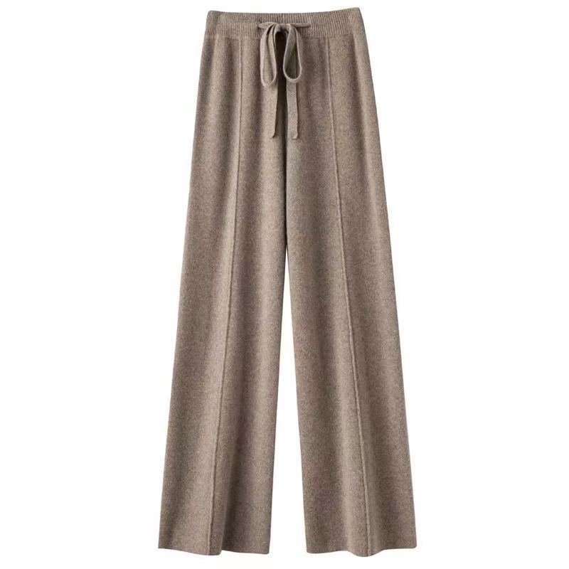 Women's Wool High Waisted Casual Wide Leg Pants