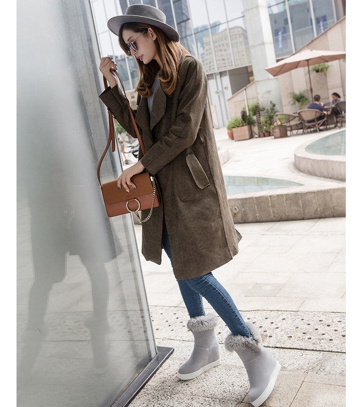 Casual Women's Fur Collar Frosted Short-tube Snow Boots