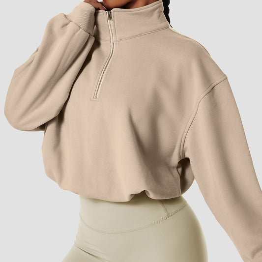 Fleeceforet Sports Sweater Pullover Høj Krave Udendørs Træning