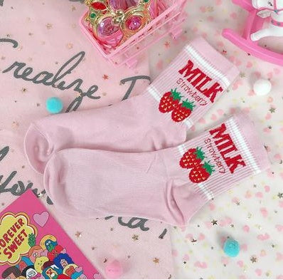 Girl strawberry dreamy beautiful girl moon in stockings socks piles of socks