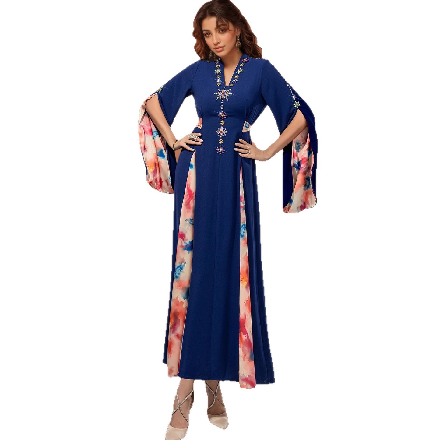 Desert Starry Sky Dark Blue Gown Hand-Inlaid