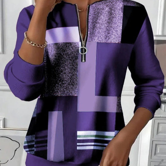 Women's Loose And Casual Printed Long-sleeved Top