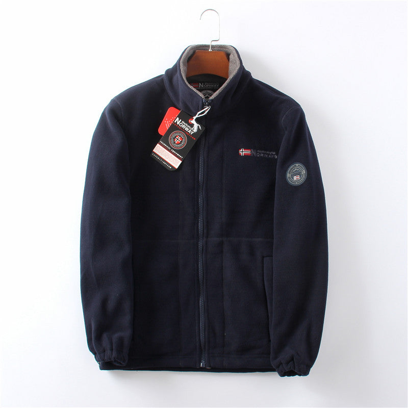 Mens Fleece-Lined Thickened Double-Sided Polar Fleece Jacket