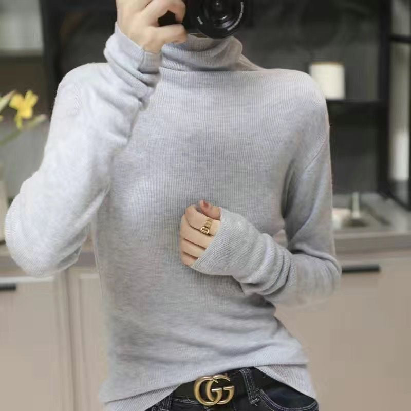 Slim Fit Turtleneck Base Thick Sweater For Women
