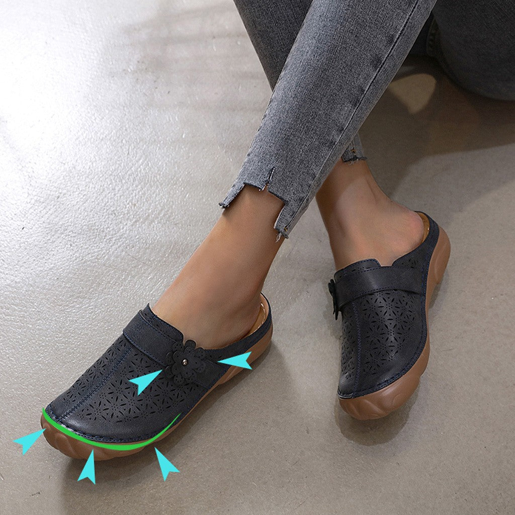 Openwork embroidered platform sandals