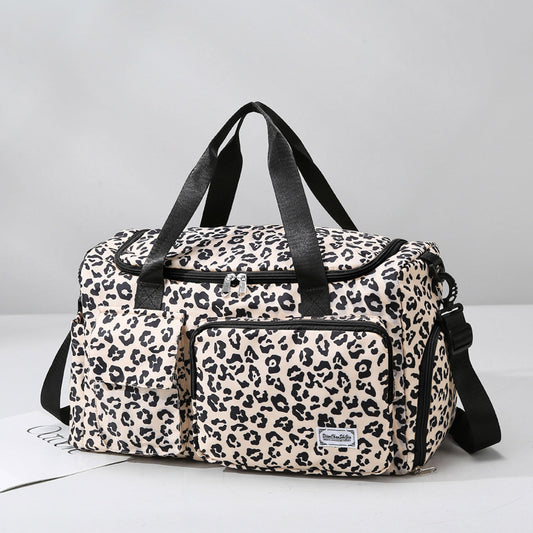 Leopard Print Large Capacity Travel Shoulder Bag Zebra Print Retro