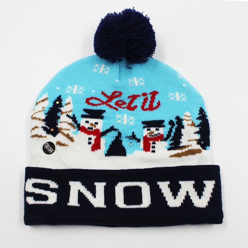 Holiday Party Christmas LED Luminous Knitted Jacquard Knitted Hat