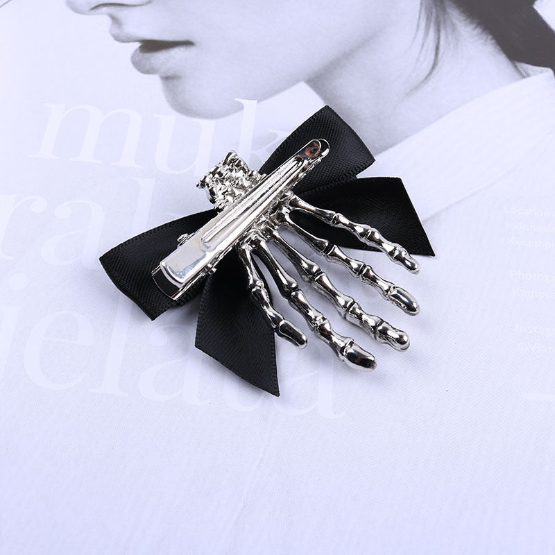 Personality Bow Skull Ghost Hand Claw Hairpin Headdress Retro Duckbill