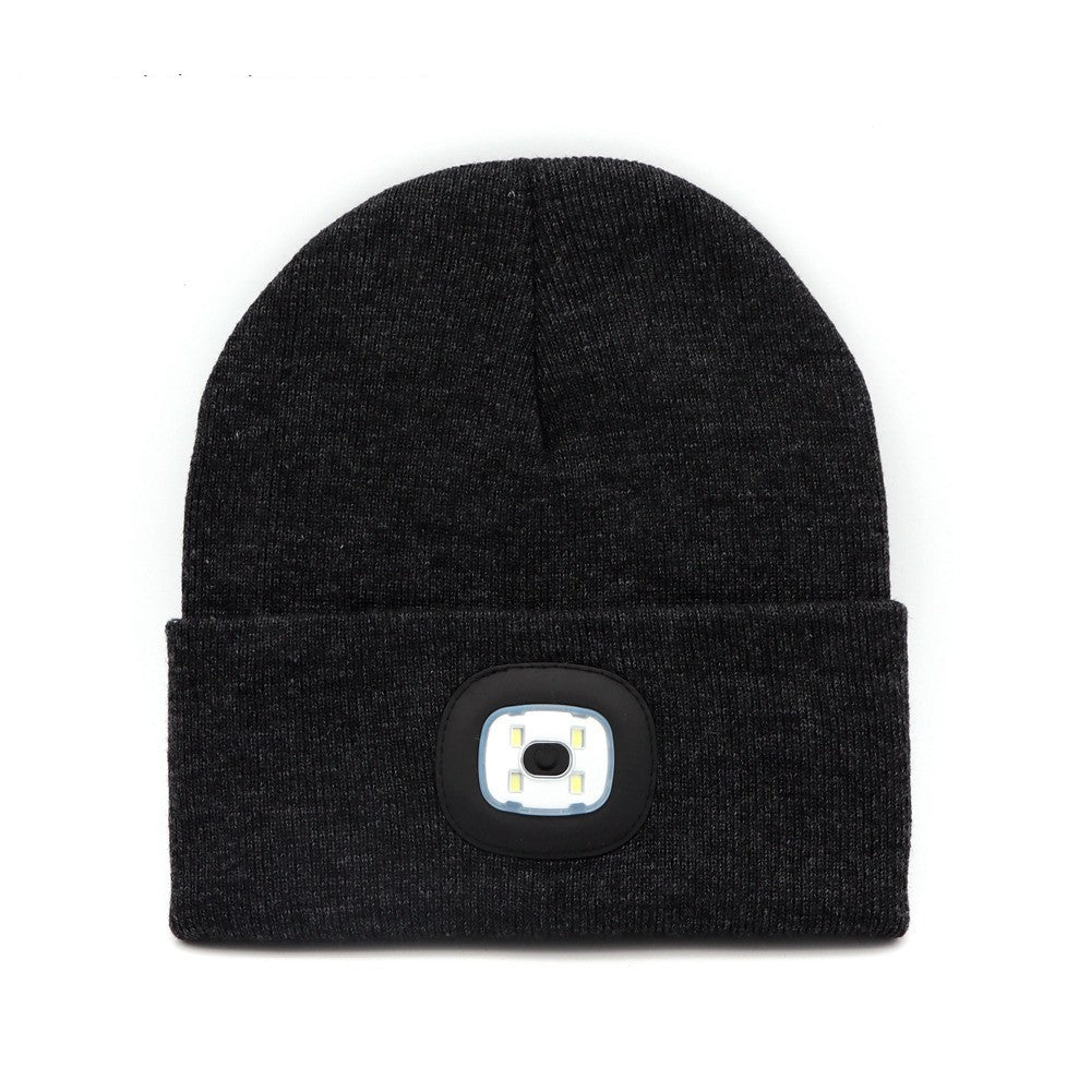 Rechargeable Model Outdoor Sports Dual Light Model LED Light Knitted Hat