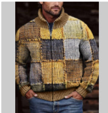 Mens Zippered Casual Printed Sweatshirt With No Pockets