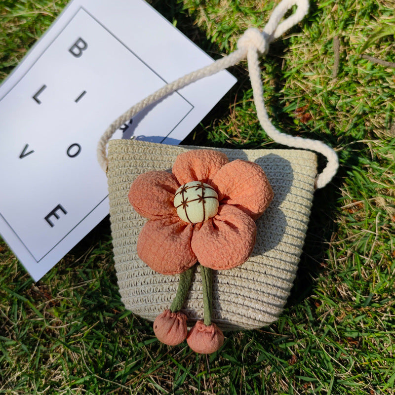 Grass Woven Bag For Children's Cute Crossbody