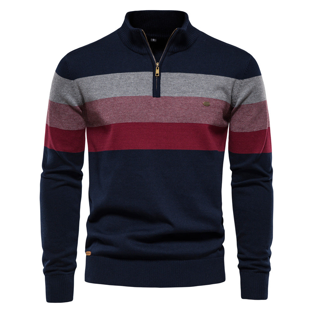 Europe And America's New Men's Chest Stand Collar Sweater