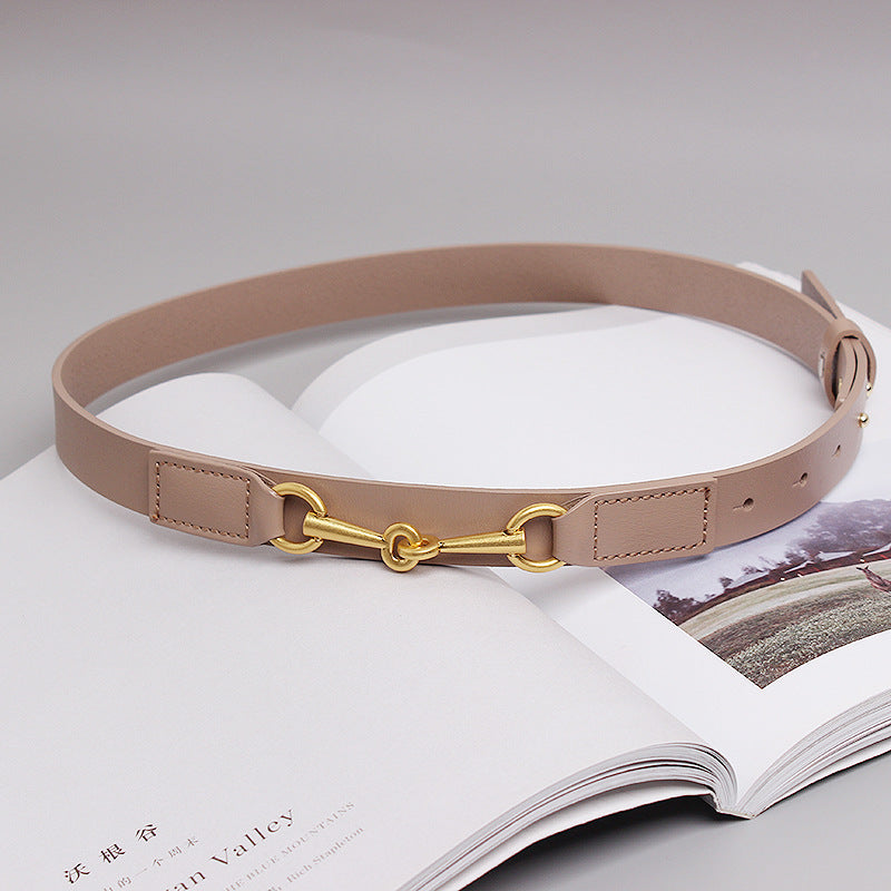 Fashion Simple Female Cowhide Horsebit Belt
