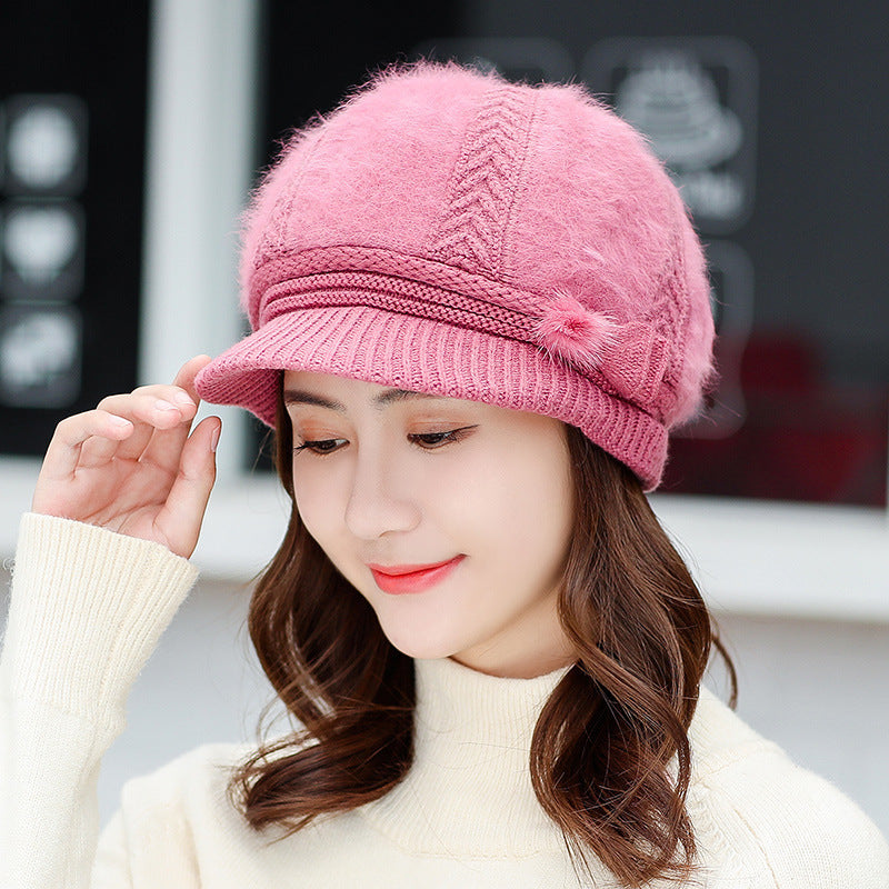 Women's Fashionable Warm Padded And Thick Knitted Wool Hat