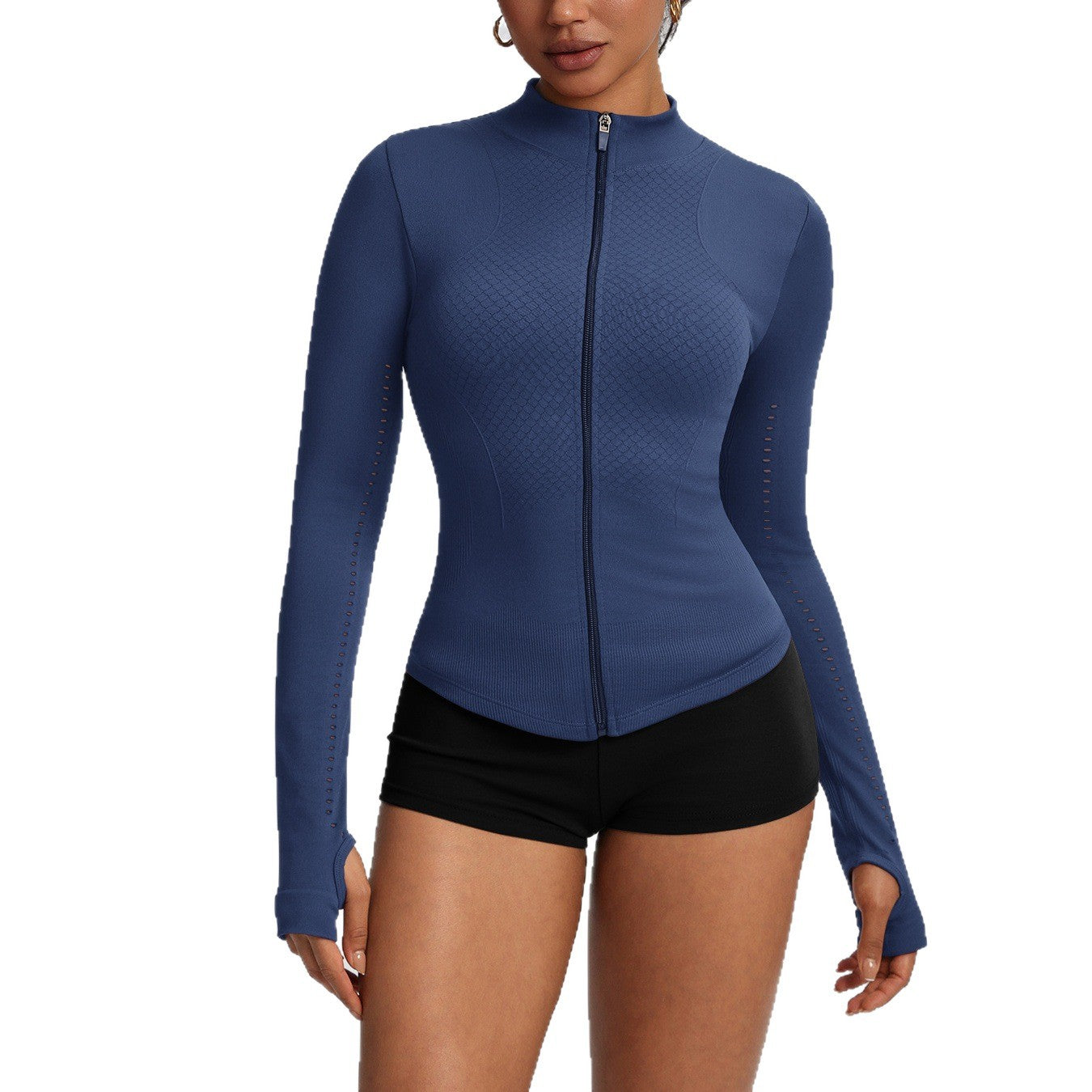 Figure-flattering Zip-up Sports Jacket